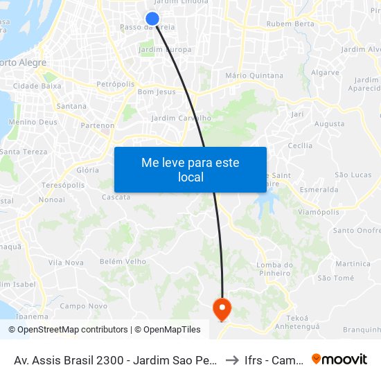 Av. Assis Brasil 2300 - Jardim Sao Pedro Porto Alegre - Rs 91010-002 Brasil to Ifrs - Campus Restinga map
