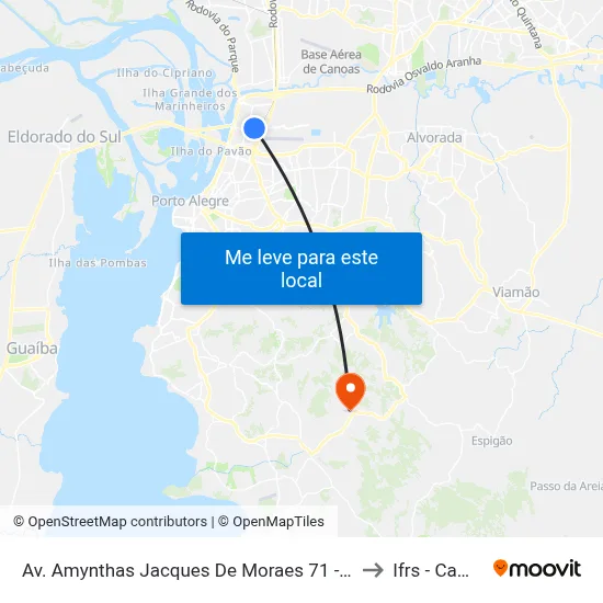 Av. Amynthas Jacques De Moraes 71 - Humaitá Porto Alegre - Rs 90245-050 Brasil to Ifrs - Campus Restinga map