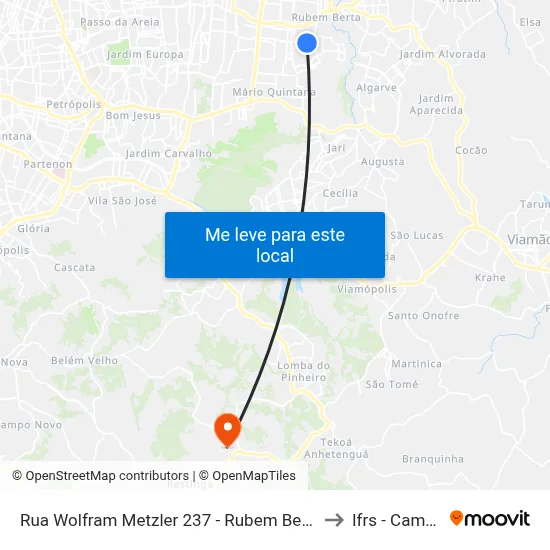 Rua Wolfram Metzler 237 - Rubem Berta Porto Alegre - Rs 91250-320 Brasil to Ifrs - Campus Restinga map