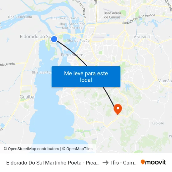 Eldorado Do Sul Martinho Poeta - Picada Eldorado Do Sul - Rs 92990-000 Brasil to Ifrs - Campus Restinga map