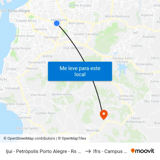 Ijui - Petrópolis Porto Alegre - Rs 90460-200 Brasil to Ifrs - Campus Restinga map