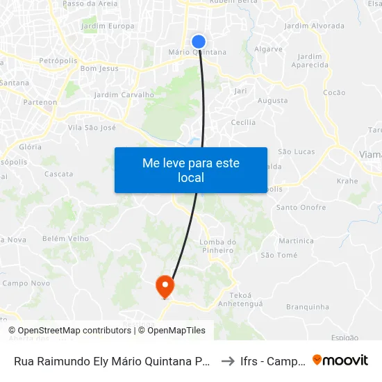 Rua Raimundo Ely Mário Quintana Porto Alegre - Rs 91260-706 Brasil to Ifrs - Campus Restinga map