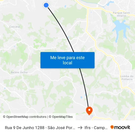 Rua 9 De Junho 1288 - São José Porto Alegre - Rs 91520-610 Brasil to Ifrs - Campus Restinga map
