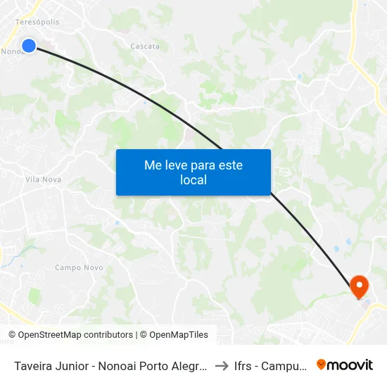 Taveira Junior - Nonoai Porto Alegre - Rs 90830-000 Brasil to Ifrs - Campus Restinga map