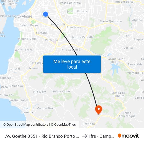 Av. Goethe 3551 - Rio Branco Porto Alegre - Rs 90430-100 Brasil to Ifrs - Campus Restinga map