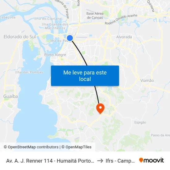Av. A. J. Renner 114 - Humaitá Porto Alegre - Rs 90220-007 Brasil to Ifrs - Campus Restinga map