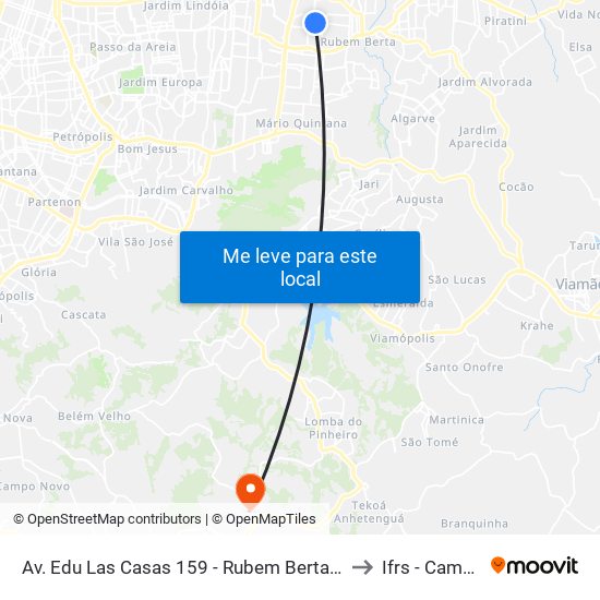 Av. Edu Las Casas 159 - Rubem Berta Porto Alegre - Rs 91180-550 Brasil to Ifrs - Campus Restinga map