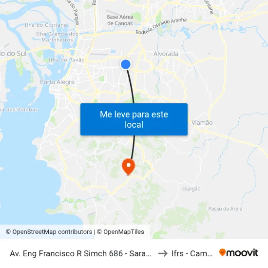 Av. Eng Francisco R Simch 686 - Sarandi Porto Alegre - Rs 91130-210 Brasil to Ifrs - Campus Restinga map