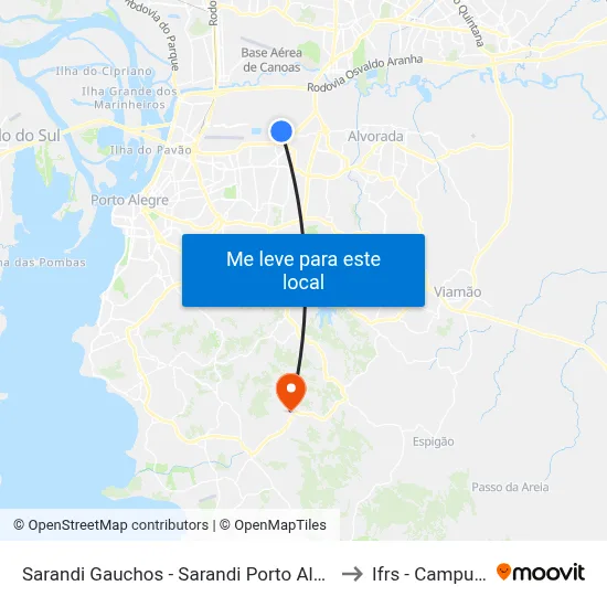 Sarandi Gauchos - Sarandi Porto Alegre - Rs 91110-090 Brasil to Ifrs - Campus Restinga map
