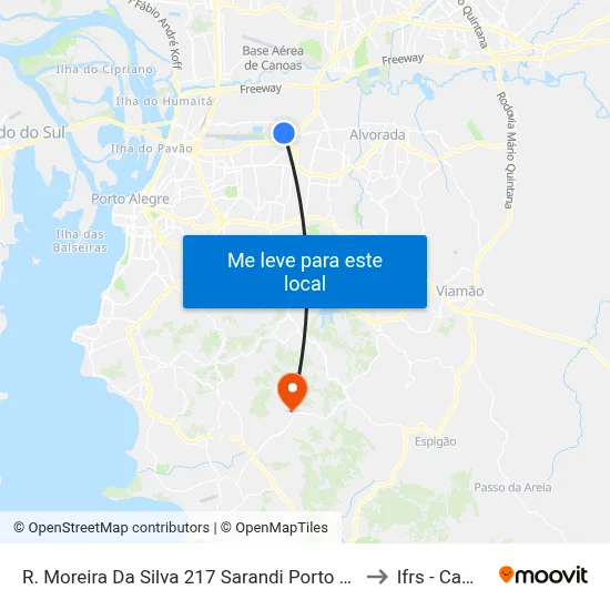 R. Moreira Da Silva 217 Sarandi Porto Alegre - Rio Grande Do Sul 91110-360 Brasil to Ifrs - Campus Restinga map