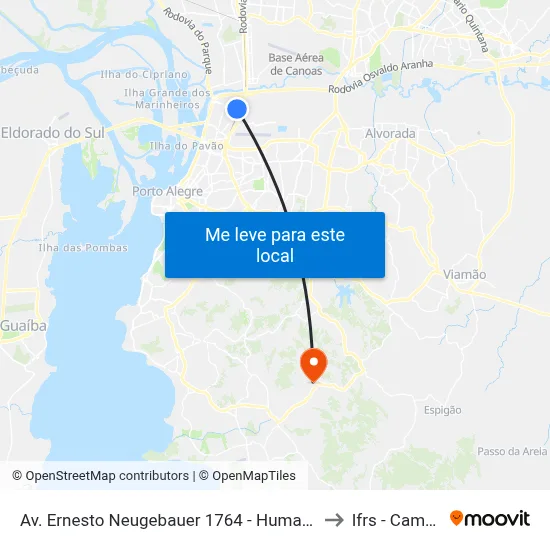 Av. Ernesto Neugebauer 1764 - Humaitá Porto Alegre - Rs 90250-140 Brasil to Ifrs - Campus Restinga map