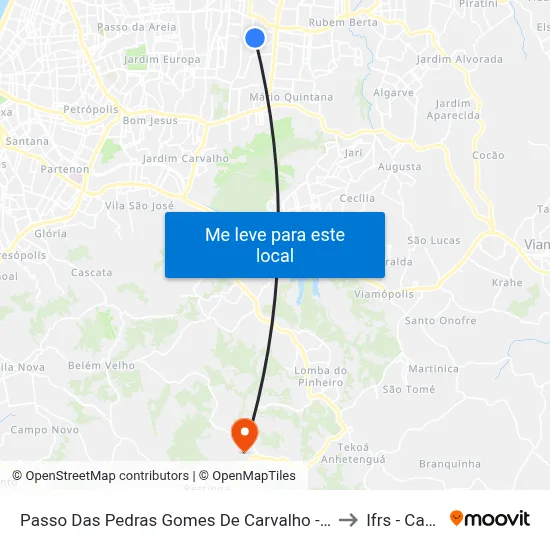 Passo Das Pedras Gomes De Carvalho - Passo Das Pedras Porto Alegre - Rs 91230-370 Brasil to Ifrs - Campus Restinga map