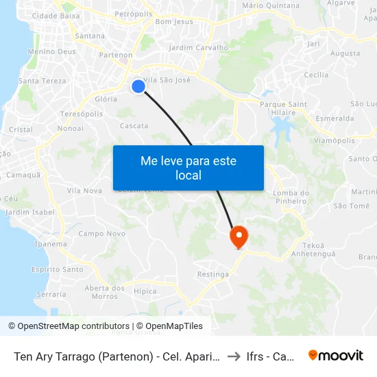 Ten Ary Tarrago (Partenon) - Cel. Aparicio Borges Porto Alegre - Rs 91510-390 Brasil to Ifrs - Campus Restinga map