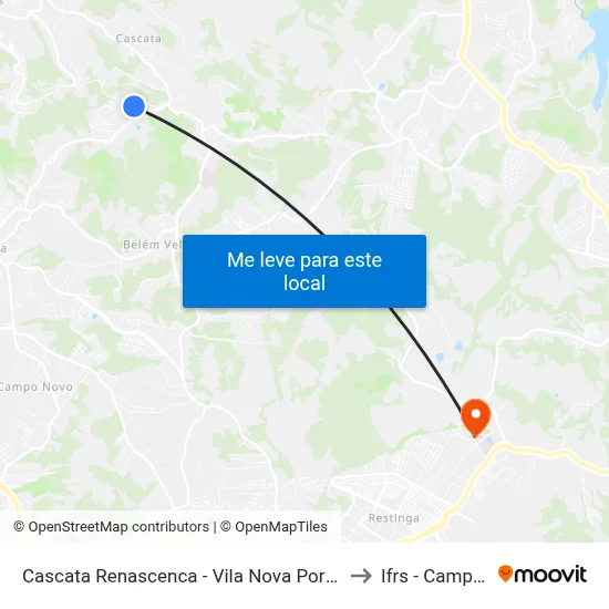 Cascata Renascenca - Vila Nova Porto Alegre - Rs 91712-370 Brasil to Ifrs - Campus Restinga map