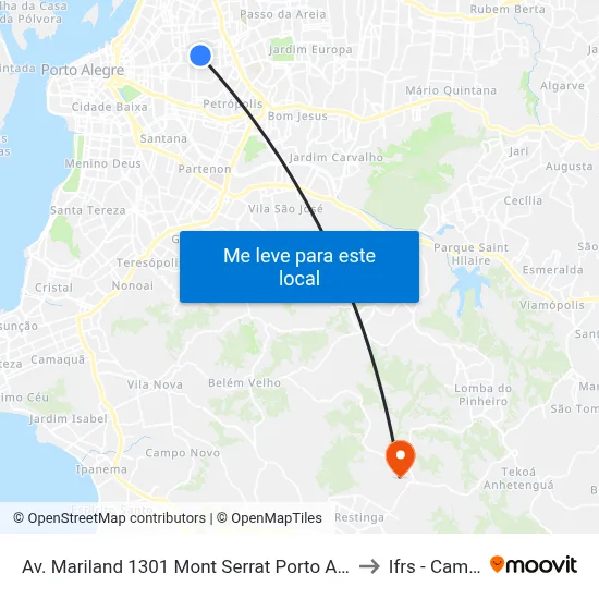 Av. Mariland 1301 Mont Serrat Porto Alegre - Rio Grande Do Sul 90440-190 Brasil to Ifrs - Campus Restinga map