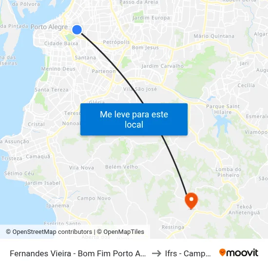 Fernandes Vieira - Bom Fim Porto Alegre - Rs 90035-091 Brasil to Ifrs - Campus Restinga map