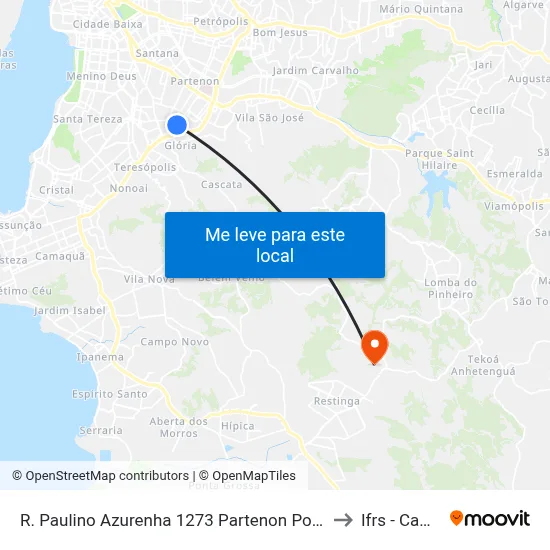 R. Paulino Azurenha 1273 Partenon Porto Alegre - Rio Grande Do Sul 90680-240 Brasil to Ifrs - Campus Restinga map