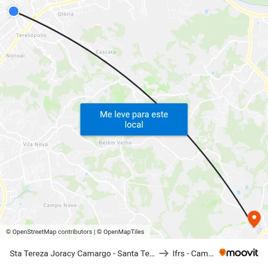 Sta Tereza Joracy Camargo - Santa Tereza Porto Alegre - Rs 90840-520 Brasil to Ifrs - Campus Restinga map