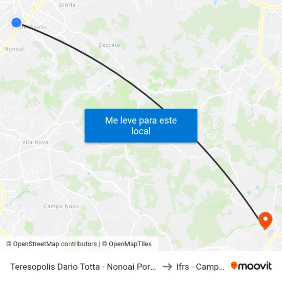 Teresopolis Dario Totta - Nonoai Porto Alegre - Rs 90840-740 Brasil to Ifrs - Campus Restinga map