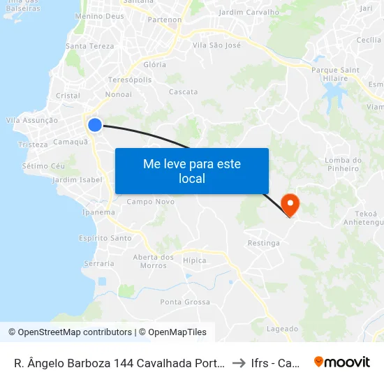 R. Ângelo Barboza 144 Cavalhada Porto Alegre - Rio Grande Do Sul 91740-310 Brasil to Ifrs - Campus Restinga map