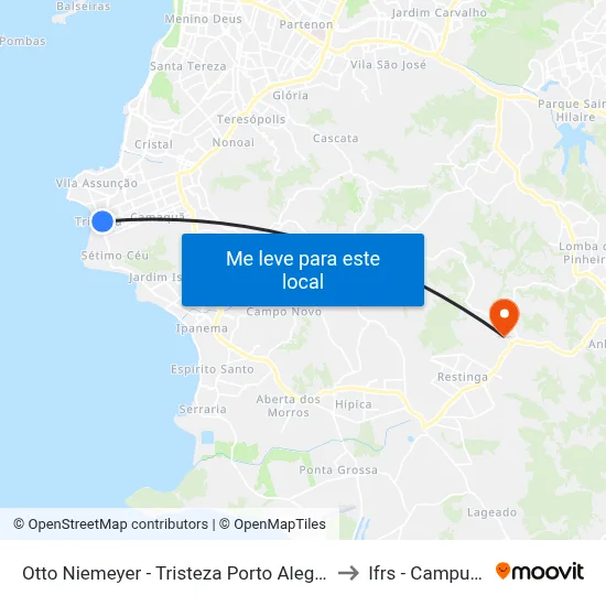 Otto Niemeyer - Tristeza Porto Alegre - Rs 91900-190 Brasil to Ifrs - Campus Restinga map