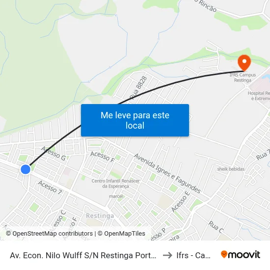 Av. Econ. Nilo Wulff S/N Restinga Porto Alegre - Rio Grande Do Sul 91790-000 Brasil to Ifrs - Campus Restinga map