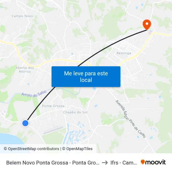 Belem Novo Ponta Grossa - Ponta Grossa Porto Alegre - Rs 91780-590 Brasil to Ifrs - Campus Restinga map