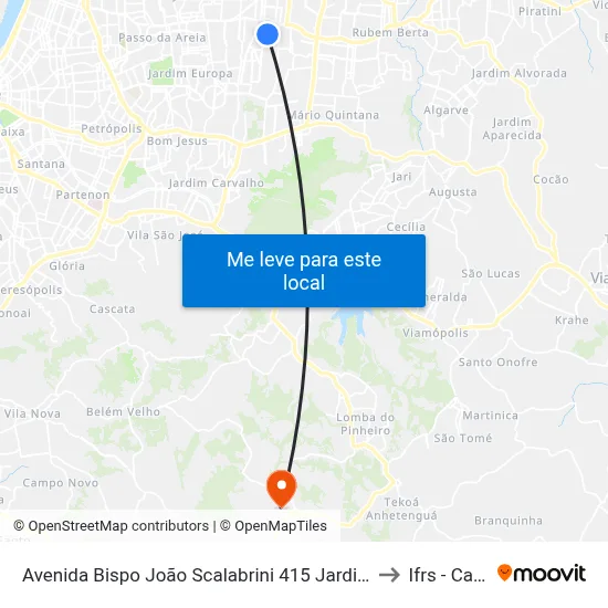 Avenida Bispo João Scalabrini 415 Jardim Itu-Sabará Porto Alegre - Rio Grande Do Sul 91225 Brasil to Ifrs - Campus Restinga map