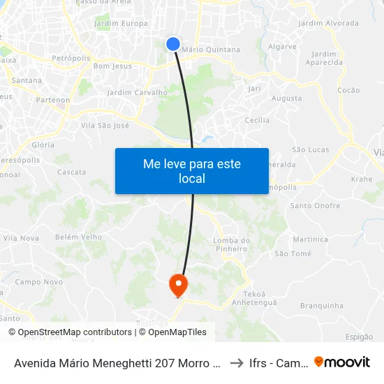 Avenida Mário Meneghetti 207 Morro Santana Porto Alegre - Rs 91260-190 Brasil to Ifrs - Campus Restinga map