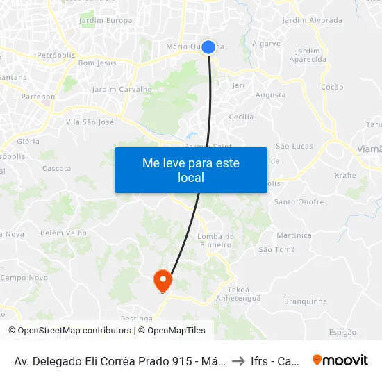 Av. Delegado Eli Corrêa Prado 915 - Mário Quintana Porto Alegre - Rs 91260-300 Brasil to Ifrs - Campus Restinga map