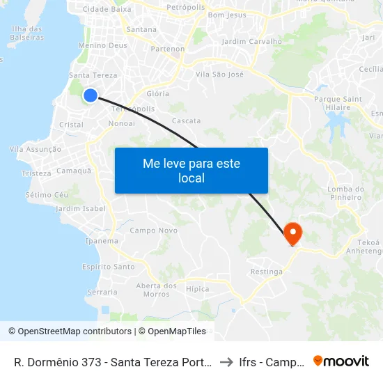 R. Dormênio 373 - Santa Tereza Porto Alegre - Rs 90840-100 Brasil to Ifrs - Campus Restinga map