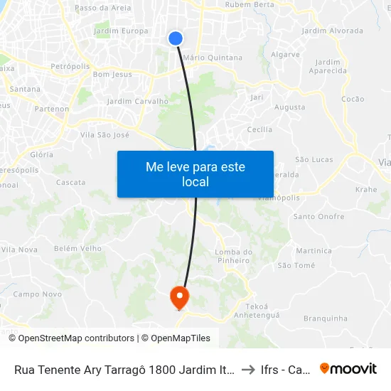 Rua Tenente Ary Tarragô 1800 Jardim Itu-Sabará Porto Alegre - Rio Grande Do Sul 91215 Brasil to Ifrs - Campus Restinga map