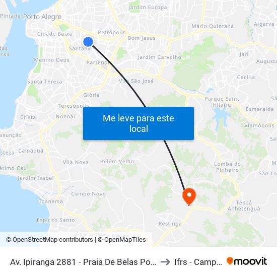 Av. Ipiranga 2881 - Praia De Belas Porto Alegre - Rs 90160-091 Brasil to Ifrs - Campus Restinga map