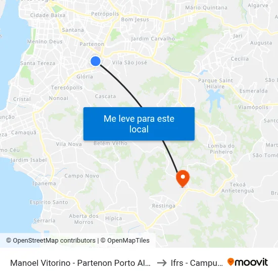 Manoel Vitorino - Partenon Porto Alegre - Rs 90680-344 Brasil to Ifrs - Campus Restinga map