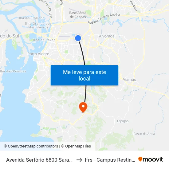 Avenida Sertório 6800 Sarandi to Ifrs - Campus Restinga map