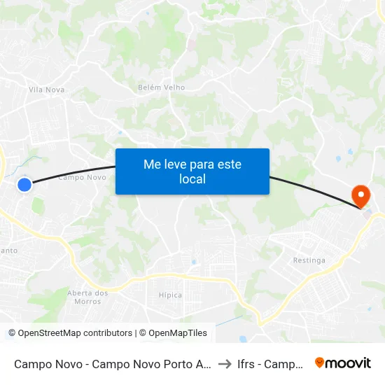 Campo Novo - Campo Novo Porto Alegre - Rs 91751-443 Brasil to Ifrs - Campus Restinga map