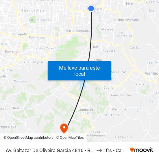 Av. Baltazar De Oliveira Garcia 4816 - Rubem Berta Porto Alegre - Rs 91180-000 Brasil to Ifrs - Campus Restinga map