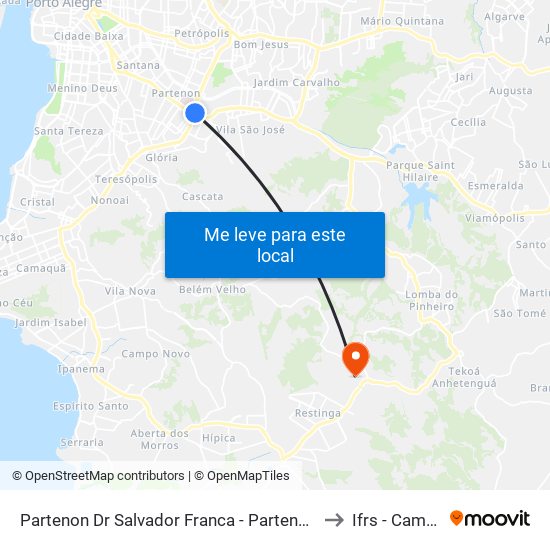 Partenon Dr Salvador Franca - Partenon Porto Alegre - Rs 91510-000 Brasil to Ifrs - Campus Restinga map