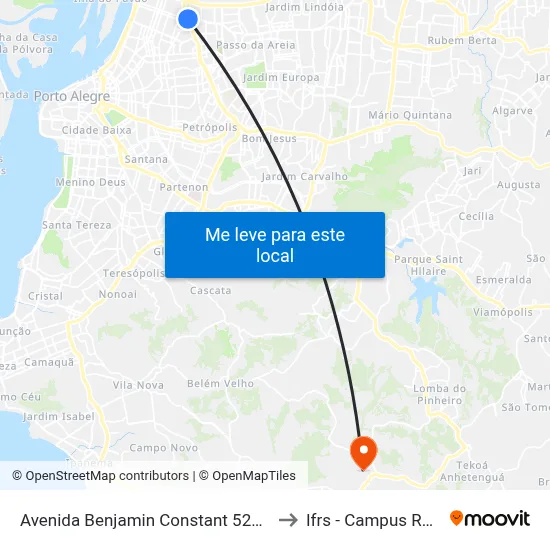 Avenida Benjamin Constant 525 São João to Ifrs - Campus Restinga map