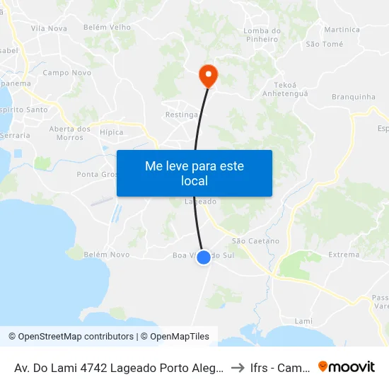 Av. Do Lami 4742 Lageado Porto Alegre - Rio Grande Do Sul 91782-701 Brasil to Ifrs - Campus Restinga map