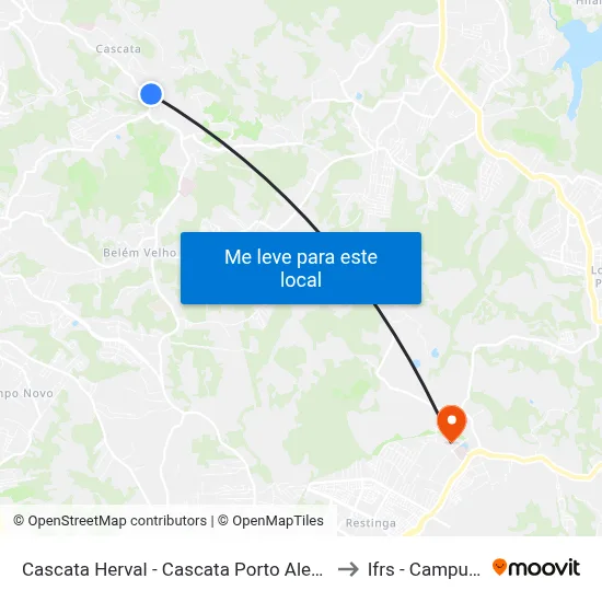 Cascata Herval - Cascata Porto Alegre - Rs 91712-063 Brasil to Ifrs - Campus Restinga map
