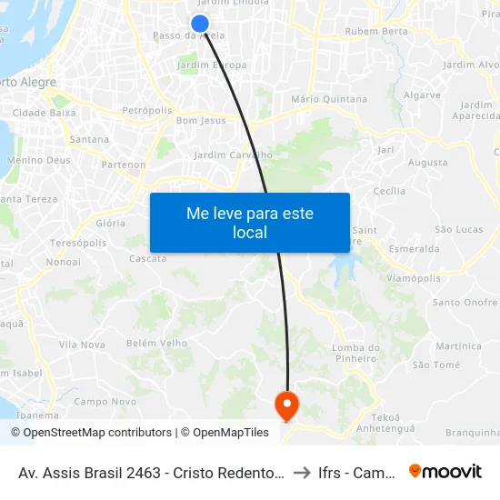 Av. Assis Brasil 2463 - Cristo Redentor Porto Alegre - Rs 91010-006 Brasil to Ifrs - Campus Restinga map