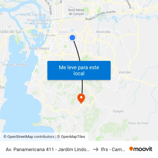 Av. Panamericana 411 - Jardim Lindoia Porto Alegre - Rs 91050-001 Brasil to Ifrs - Campus Restinga map