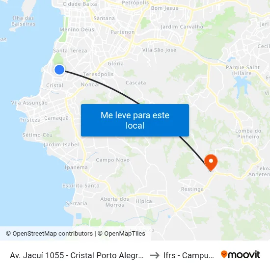 Av. Jacuí 1055 - Cristal Porto Alegre - Rs 90810-150 Brasil to Ifrs - Campus Restinga map