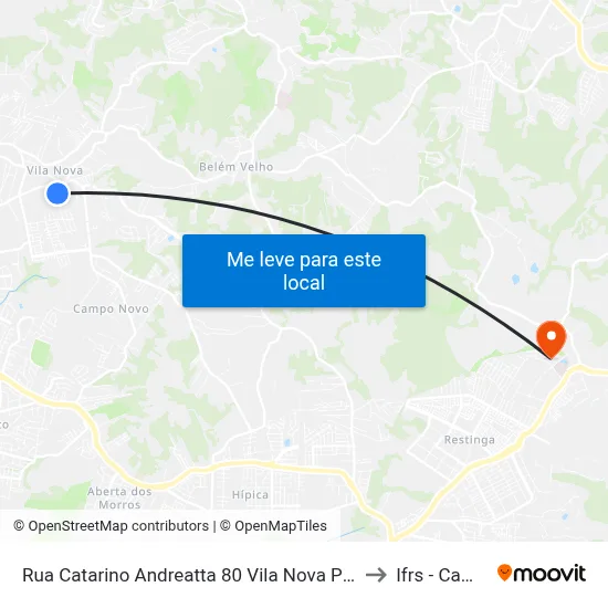 Rua Catarino Andreatta 80 Vila Nova Porto Alegre - Rio Grande Do Sul 91750 Brasil to Ifrs - Campus Restinga map