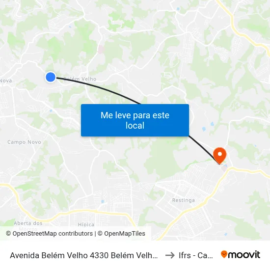 Avenida Belém Velho 4330 Belém Velho Porto Alegre - Rio Grande Do Sul 91740-810 Brasil to Ifrs - Campus Restinga map