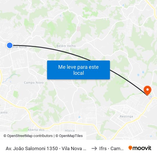 Av. João Salomoni 1350 - Vila Nova Porto Alegre - Rs 91740-830 Brasil to Ifrs - Campus Restinga map