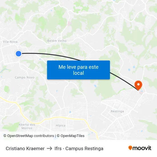 Cristiano Kraemer to Ifrs - Campus Restinga map