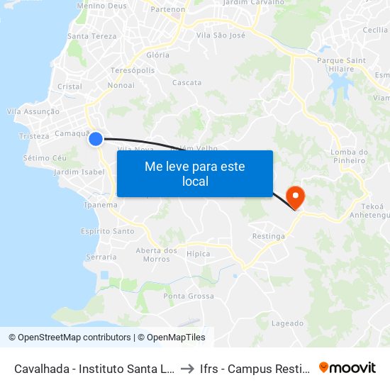 Cavalhada - Instituto Santa Luzia to Ifrs - Campus Restinga map