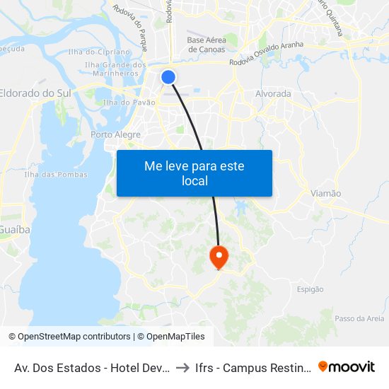 Av. Dos Estados - Hotel Deville to Ifrs - Campus Restinga map